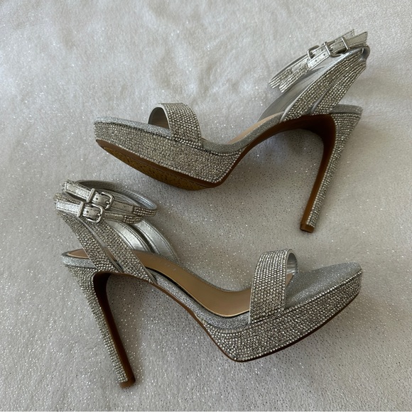 GIANNI BINI Silver Sparkle Heeled Sandals - Picture 4 of 11